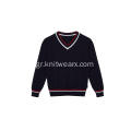 Boy's Knitted Contrast Edge V-Neck School Pullover